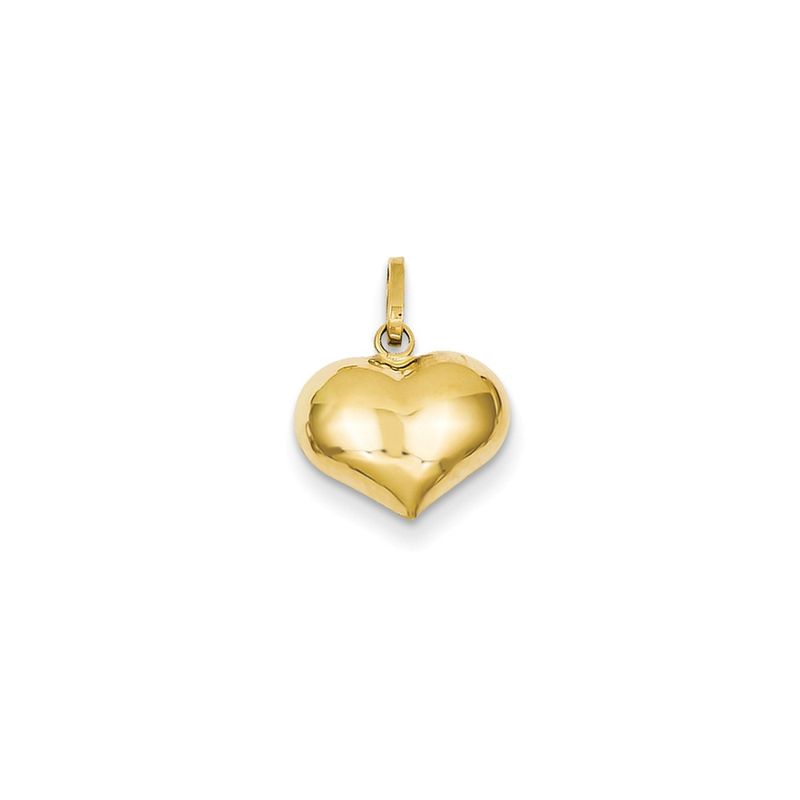 14k Yellow Gold Puffed Heart (11mm) Necklace - 16 Inch